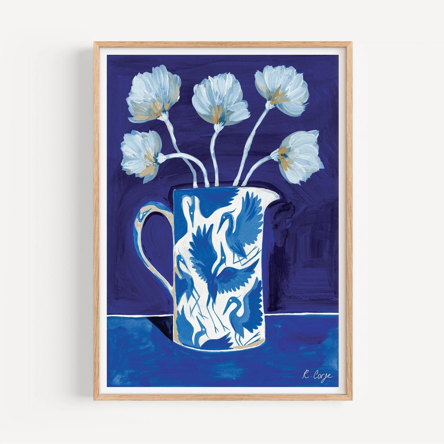 Rosanna Corfe, Blue Herons on Jug' Print
