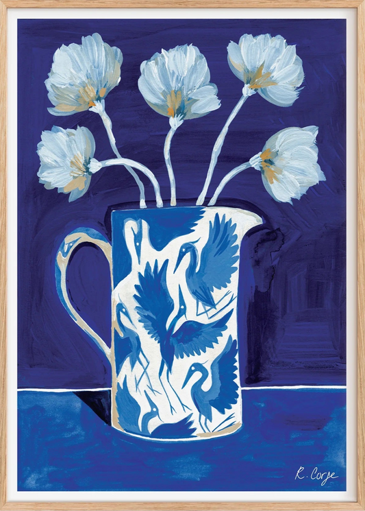 Rosanna Corfe, Blue Herons on Jug' Print