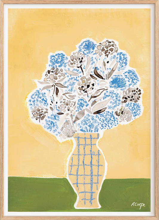 Rosanna Corfe, Hydrangea Vase' Yellow Art Print