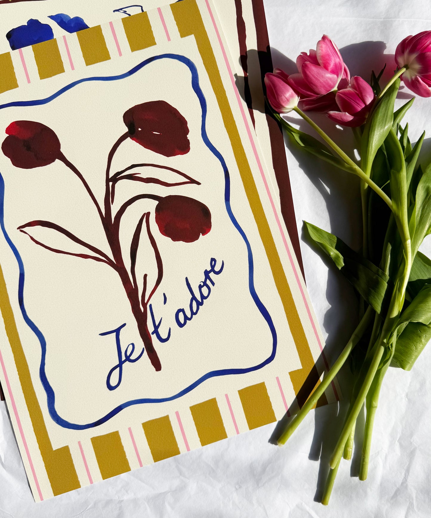 The Good Life Home, I Adore you (Je t'adore) - French Floral Love Art Print