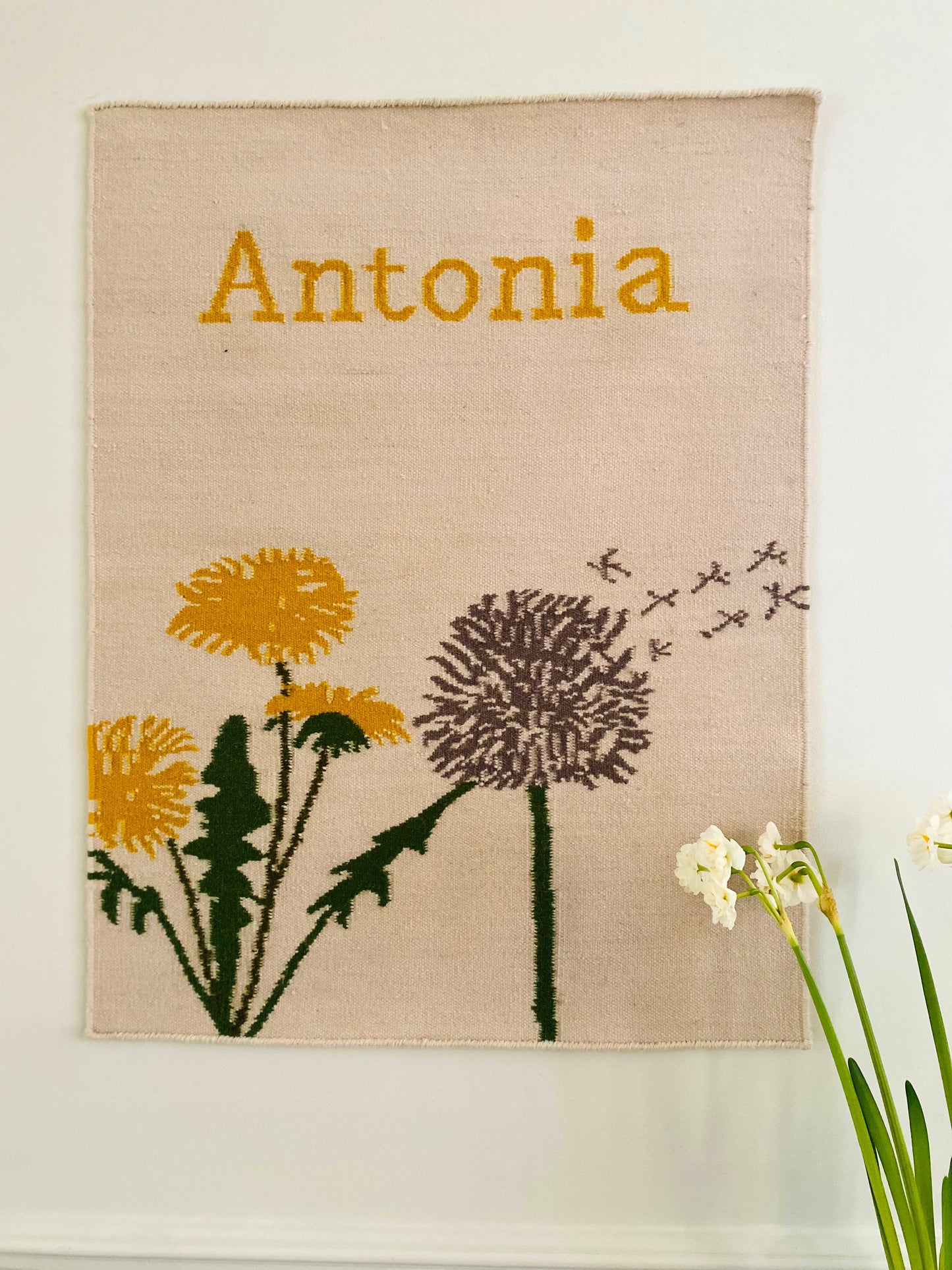 Sparrow and Grass, 'Dandelion Wall Hanging'