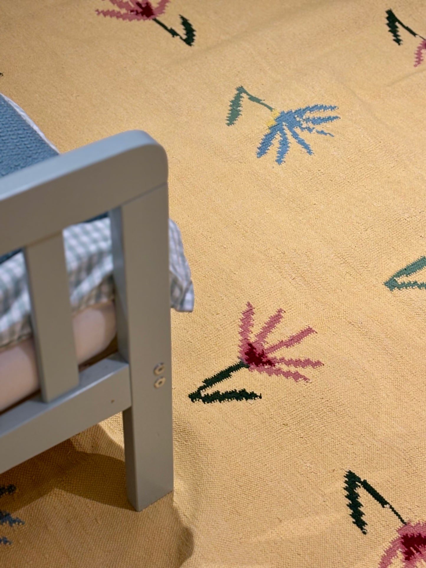 Sparrow and Grass, 'Wild Flowers Rug in Yellow'