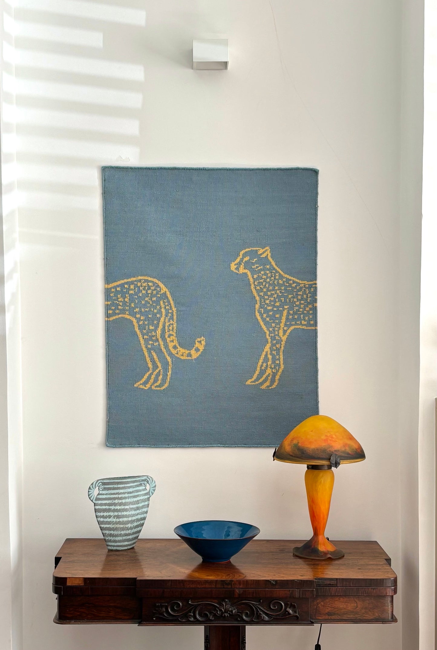 Sparrow and Grass, 'Cheetah Triptych Tapestry'
