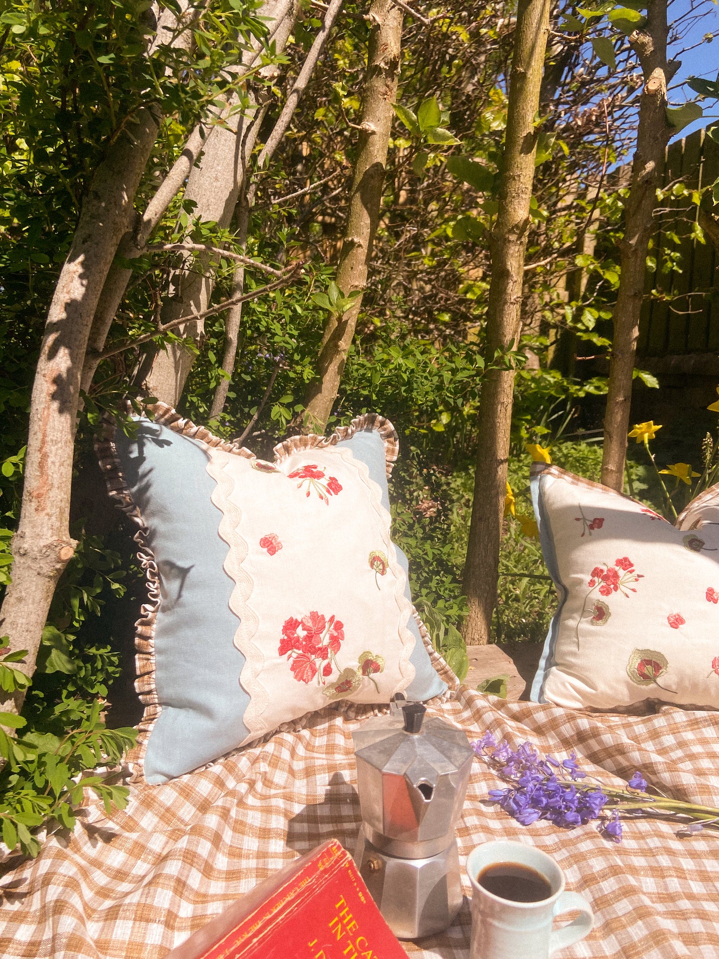 Lappliq, Geranium Patchwork Linen Cushion