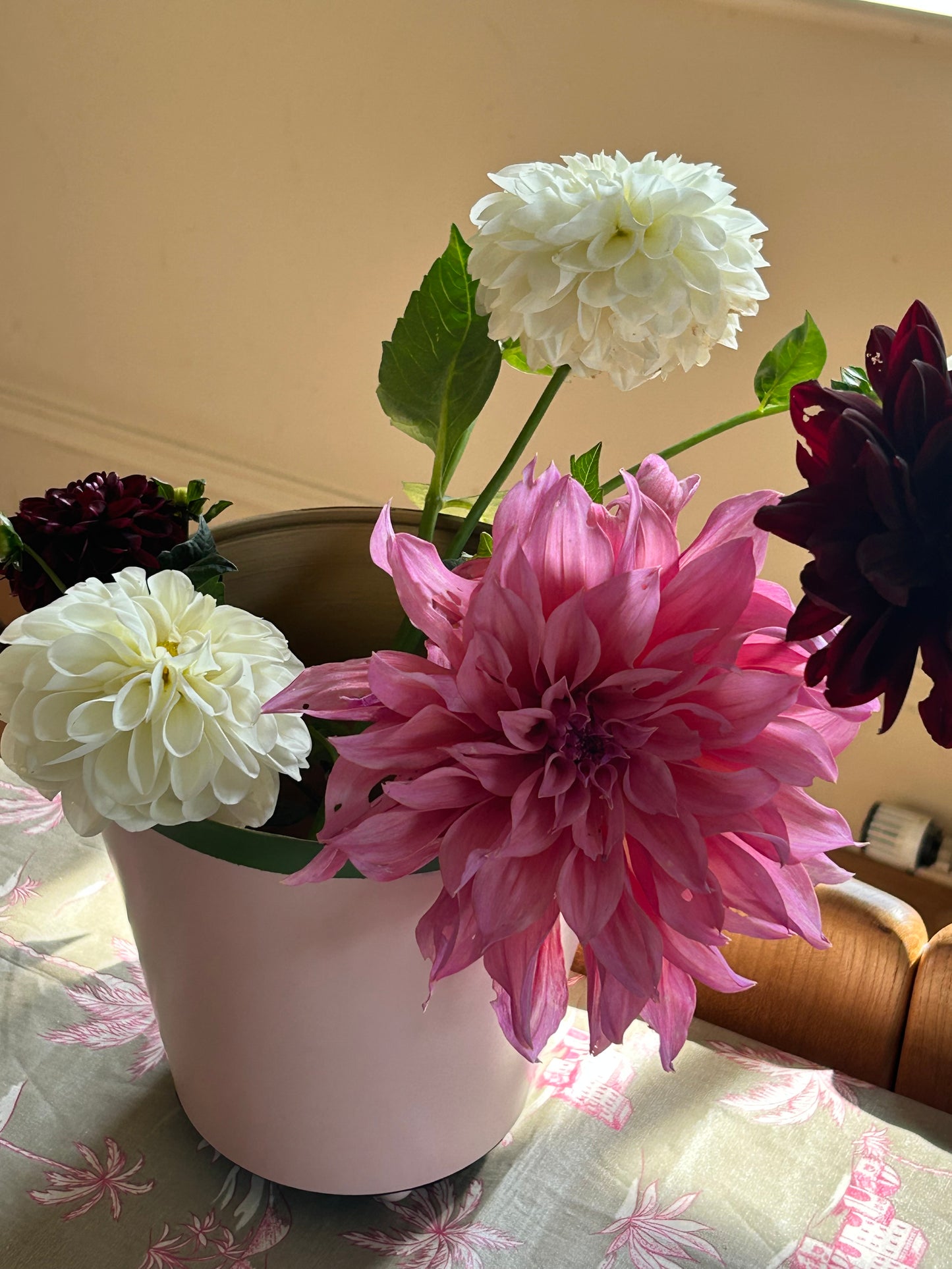 SAMPLE of The Penny Planter with Pink and Green Rim