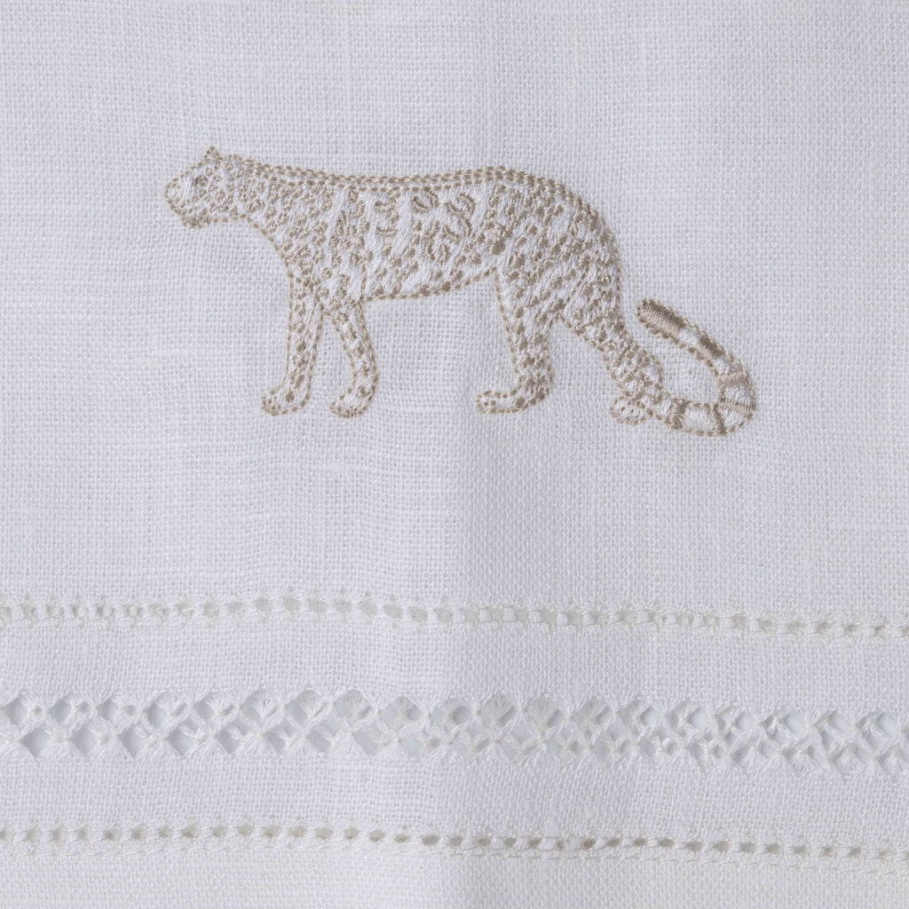 Volga Linen, Hand Towel Diamond Stitch Leopard