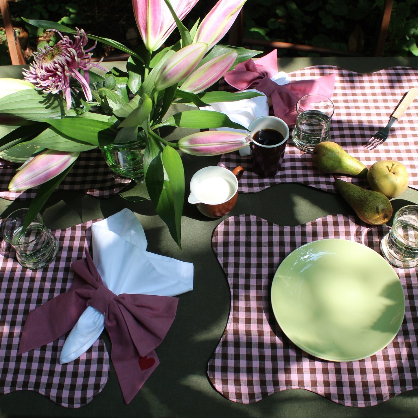 Mon Chou placemat pink/green gingham