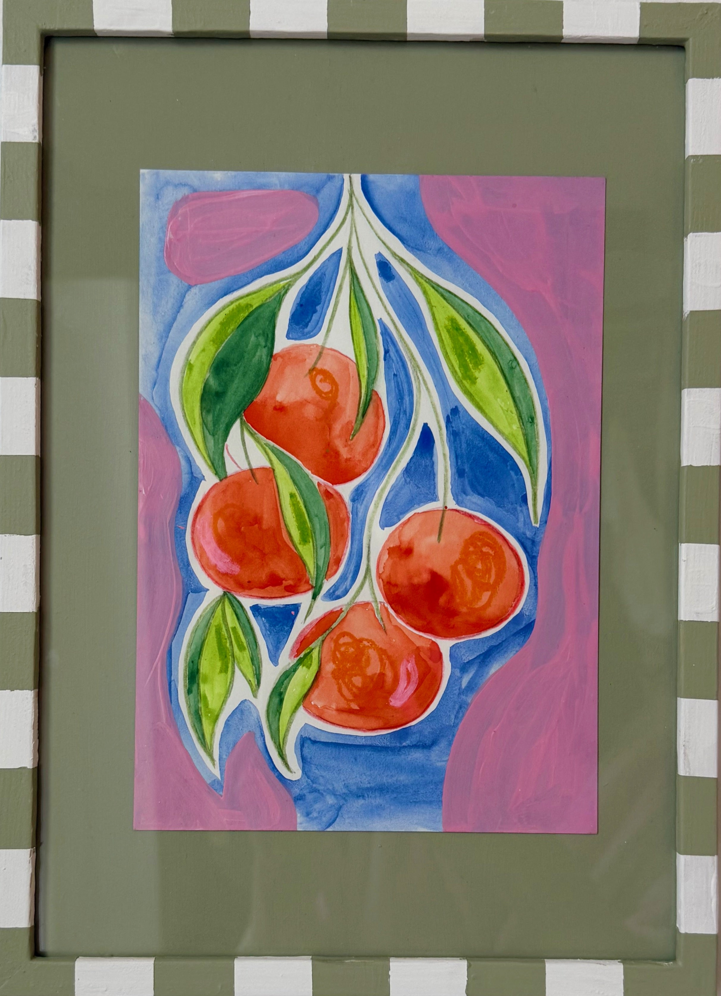 Mia Cathcart, 'Oranges (Green Checkered)' 2025