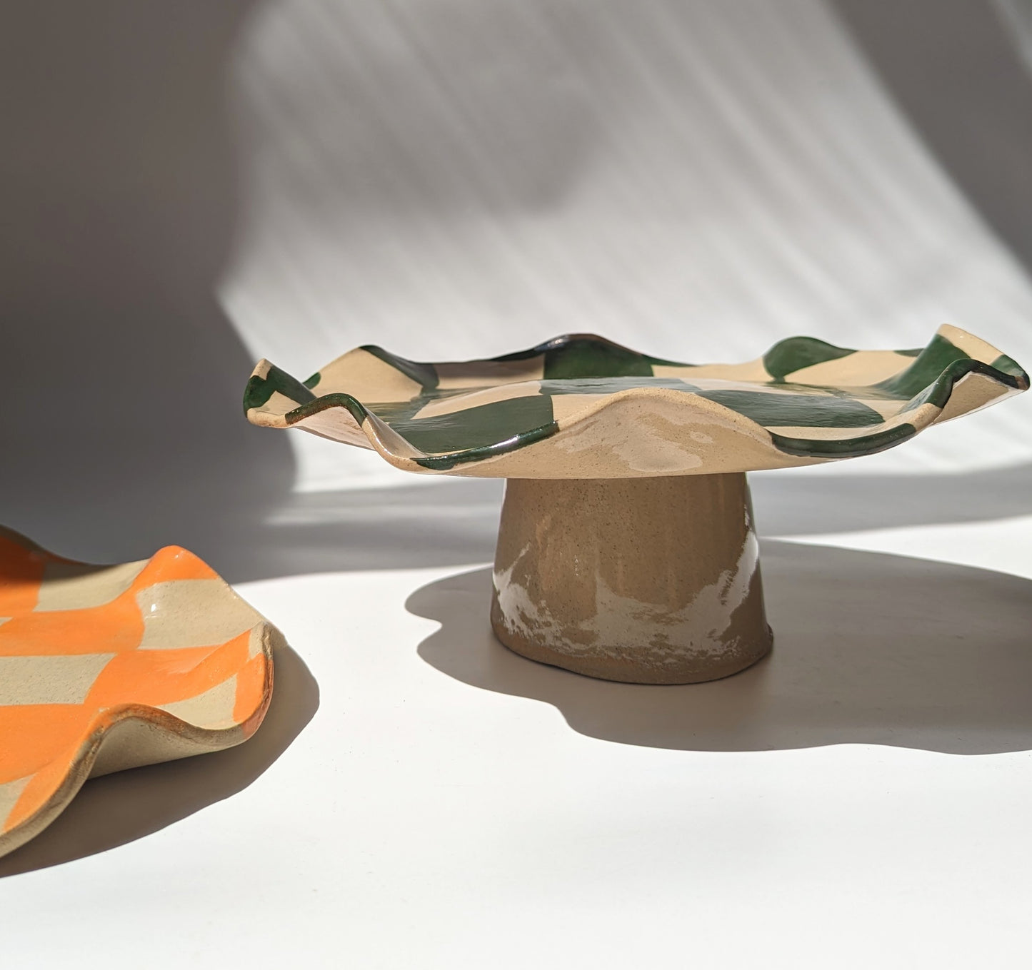 Rosie Gore, Green Wavy Check Pedestal