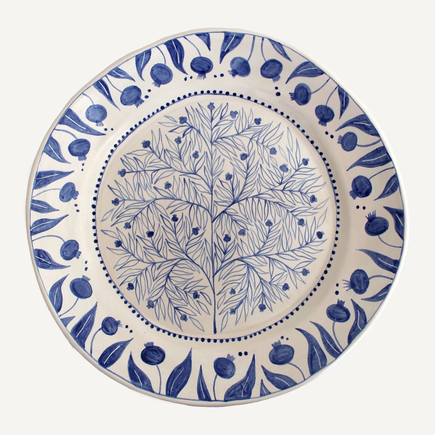 Rosanna Corfe, Hand-Painted Pomegranate Large Plate - Deep Blue