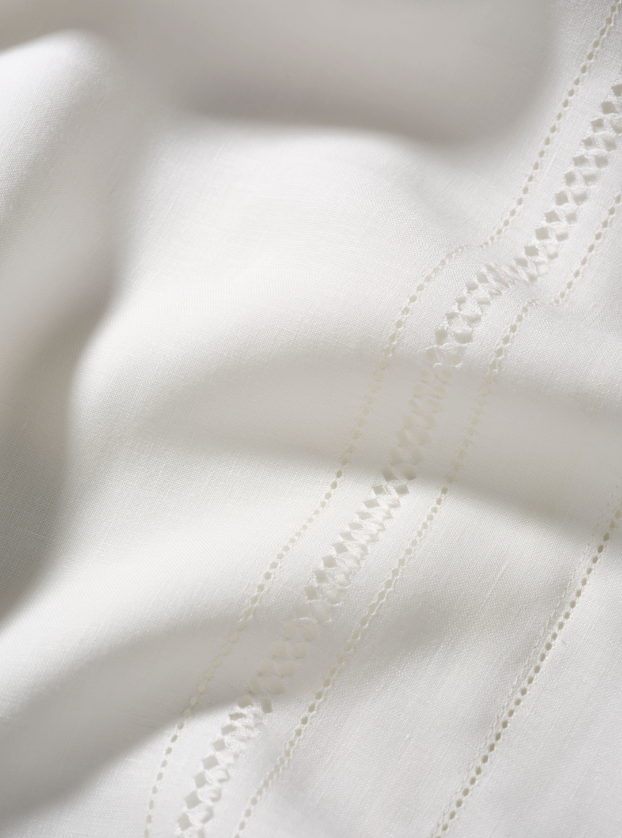 Volga Linen, Boudoir Pillow with Diamond Stitch in Ivory White