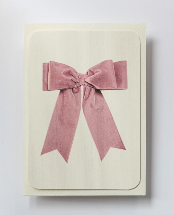 Baby Pink Velvet Bow Greeting Card