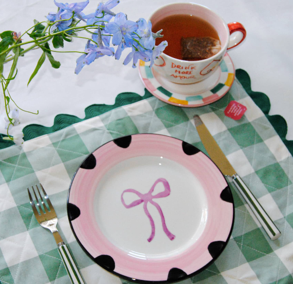 Actos Pink Bow Dessert Plate