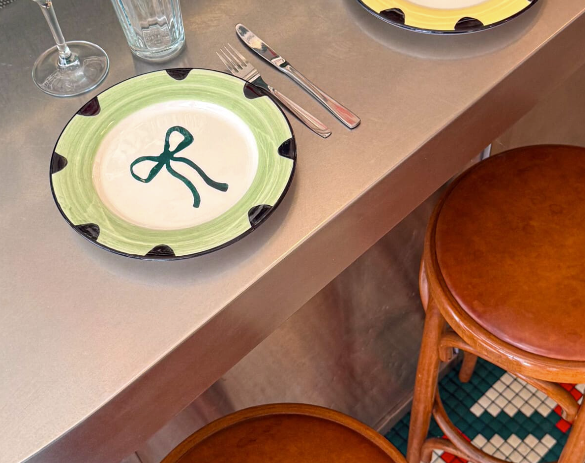 Actos Green Bow Dessert Plate