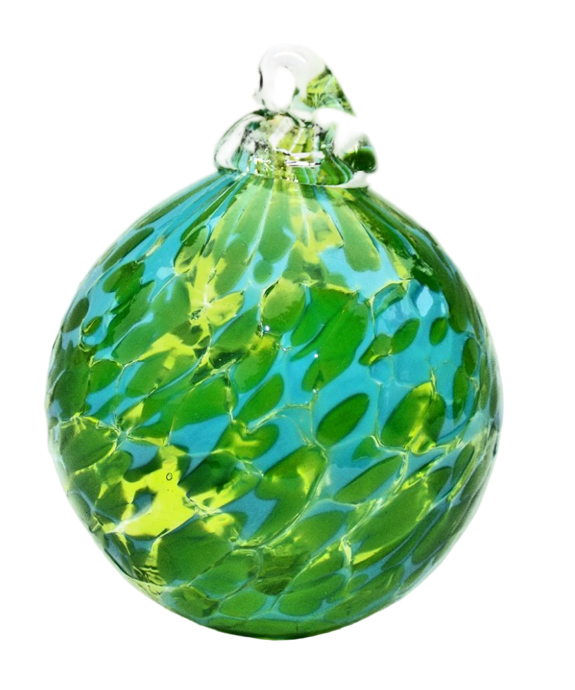 Handblown Green and Aqua Bauble
