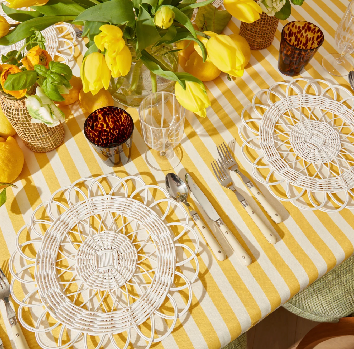 Voi Collective White Cabana Placemats, Set of Four