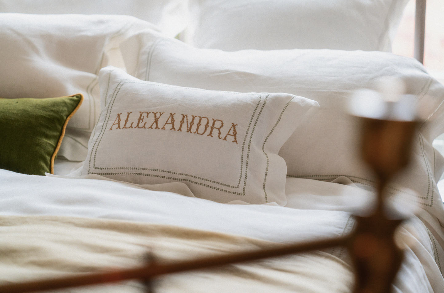 Volga Linen, Boudoir Pillow with Frill Edge