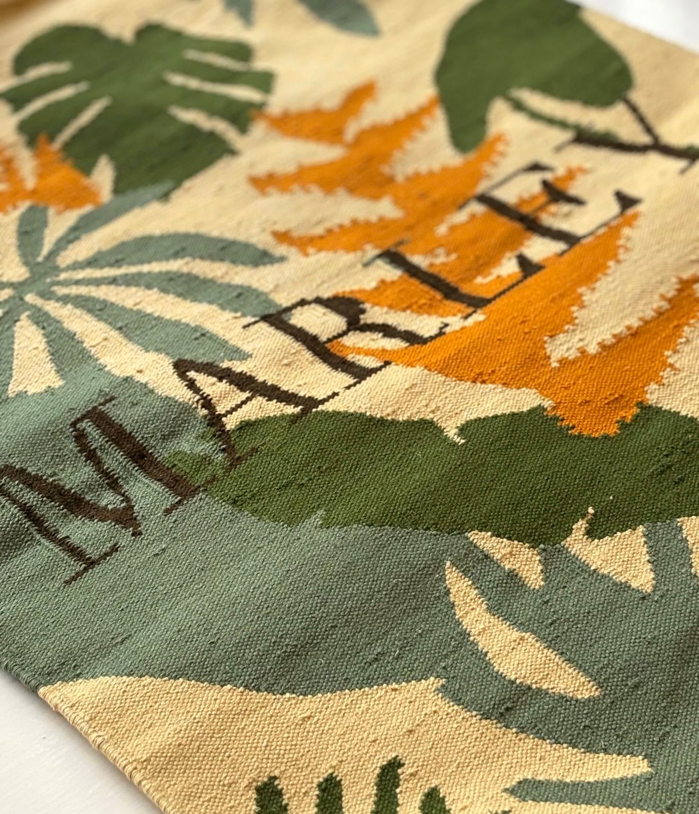 Sparrow and Grass, 'Taro Leaf Wall Hanging'