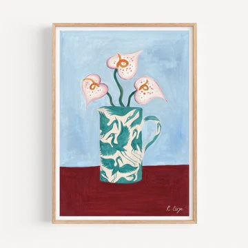 Rosanna Corfe, Teal Herons on Jug 02 Print