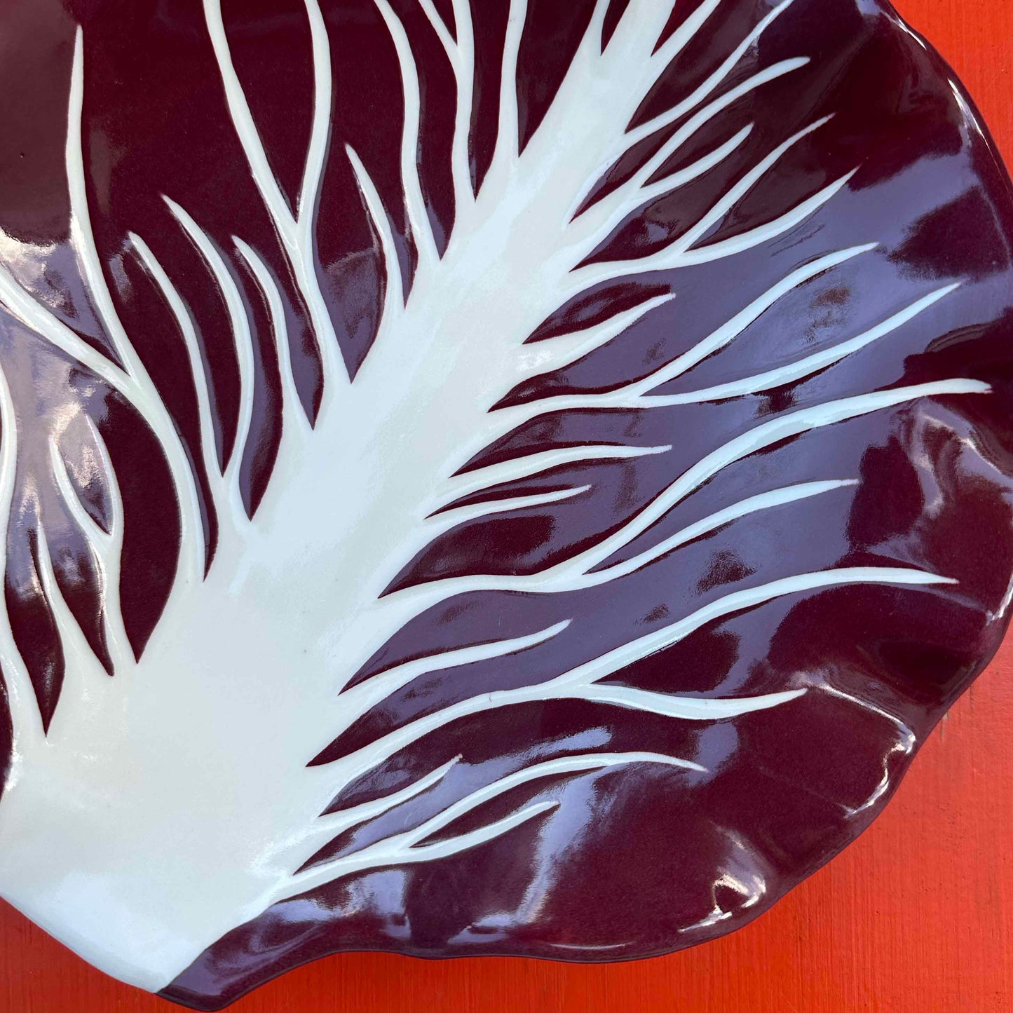 Minnie Mae-Stott, Radicchio Leaf Serving Bowl in Verona Red