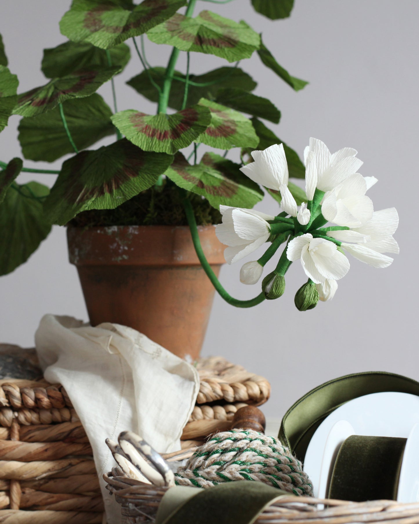 Blooms by Beam Standard White Paper Flower Geranium