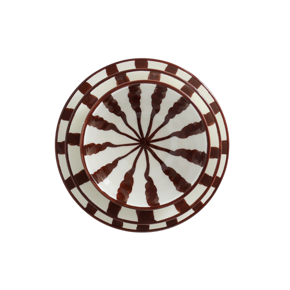 Woven Rosa Wave Dinner Set in Espresso