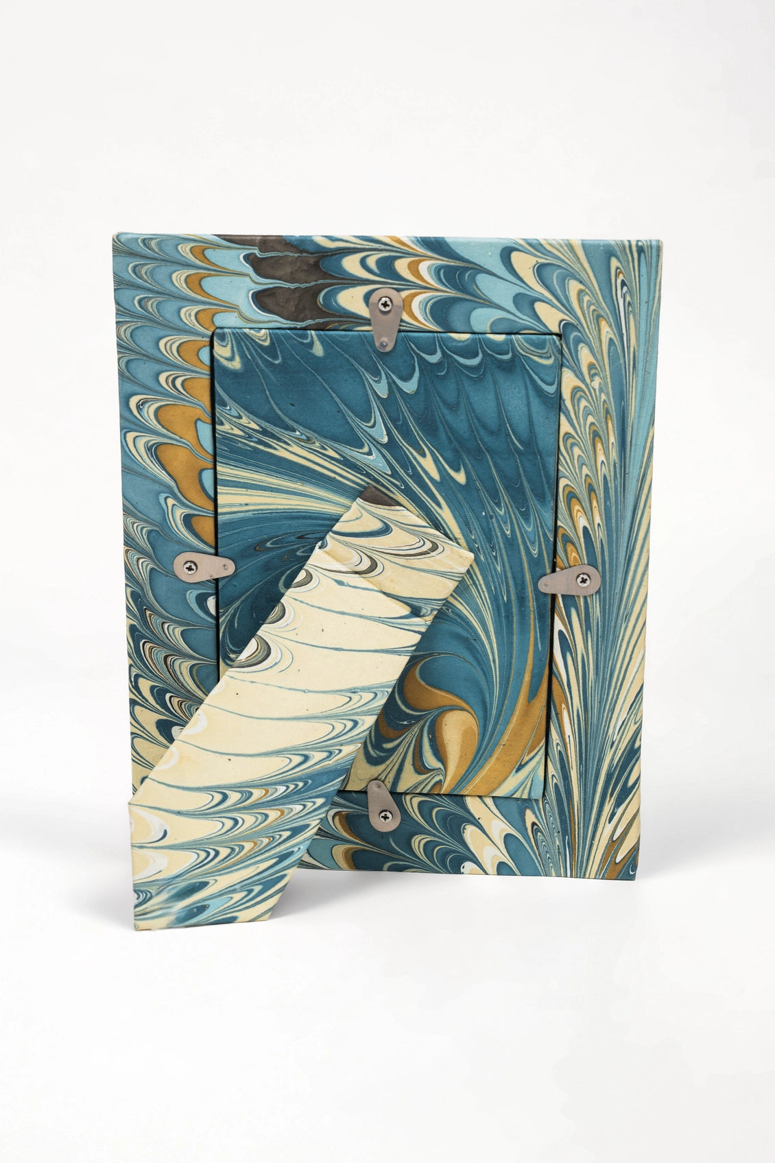 Hand-Marbled Blue Feathered