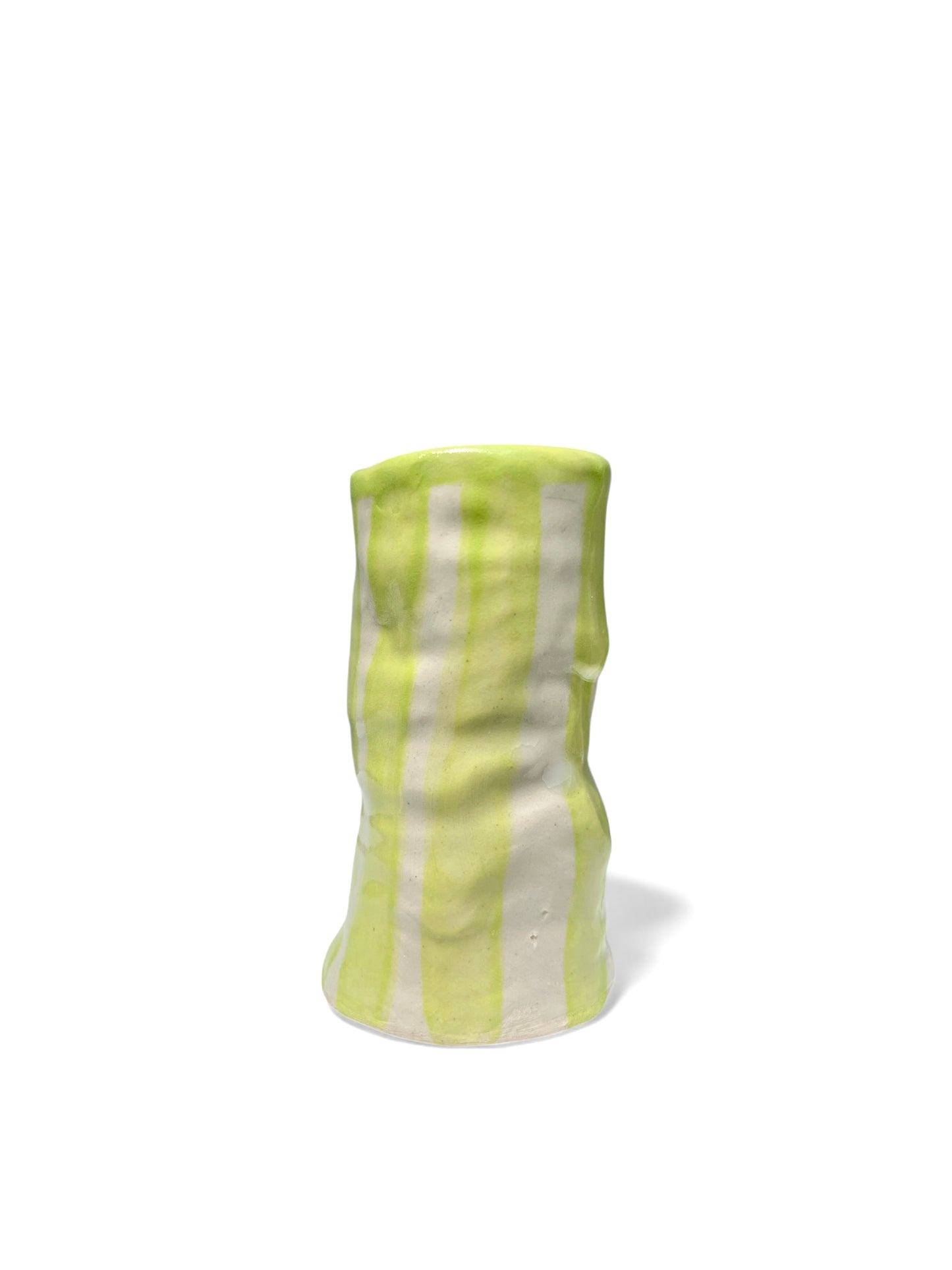 Hodge Pots, 'Lime Green Candy Stripe Candle Holder'
