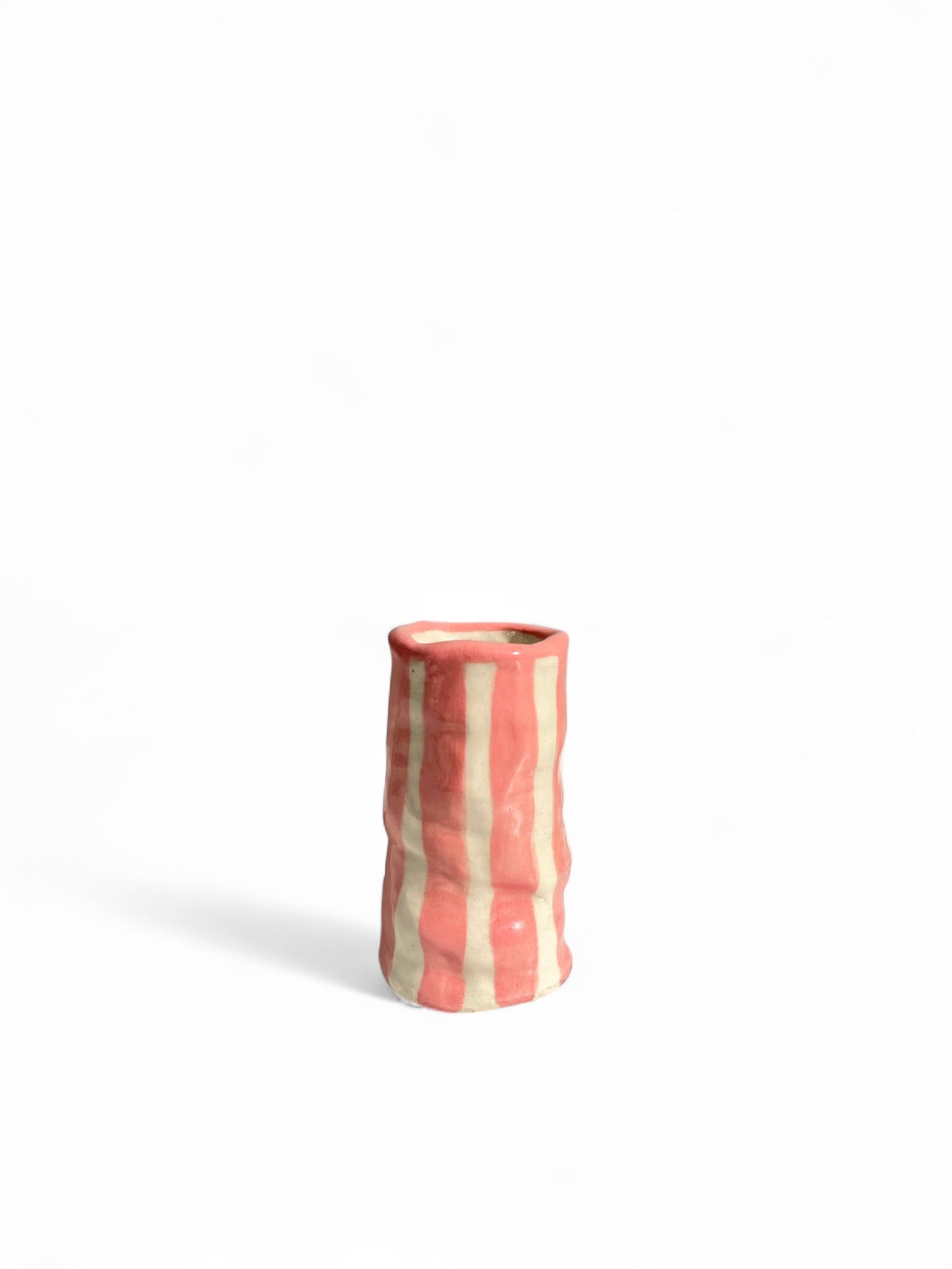 Hodge Pots, 'Coral Candy Stripe Candle Holder'