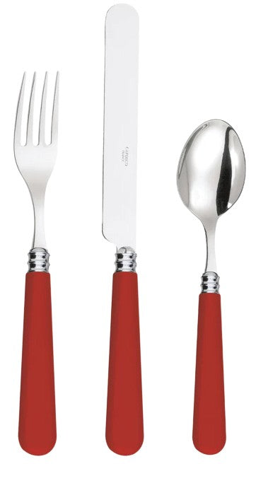 Set of 12, Red Cutlery in Stainless Steel