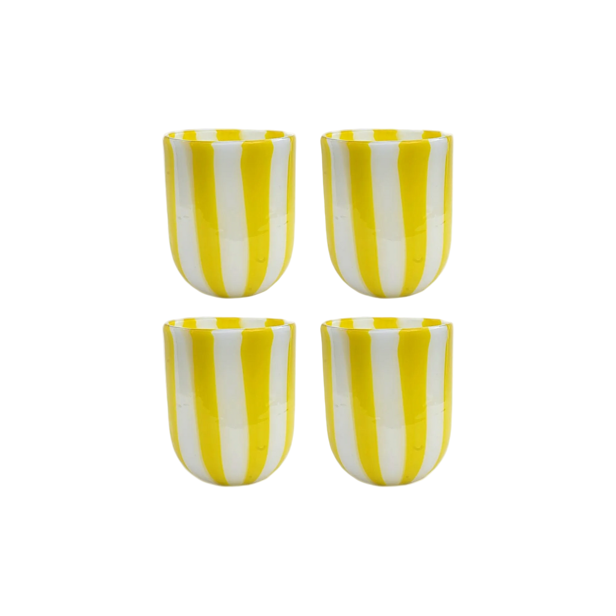 Set of Four Yellow and White Maxi Tumbler