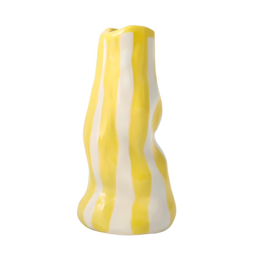 Hodge Pots, 'Bright Yellow Candy Stripe Vase'