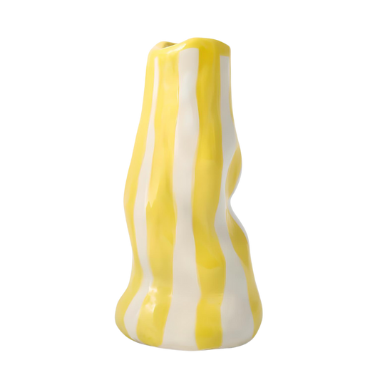 Hodge Pots, 'Bright Yellow Candy Stripe Vase'
