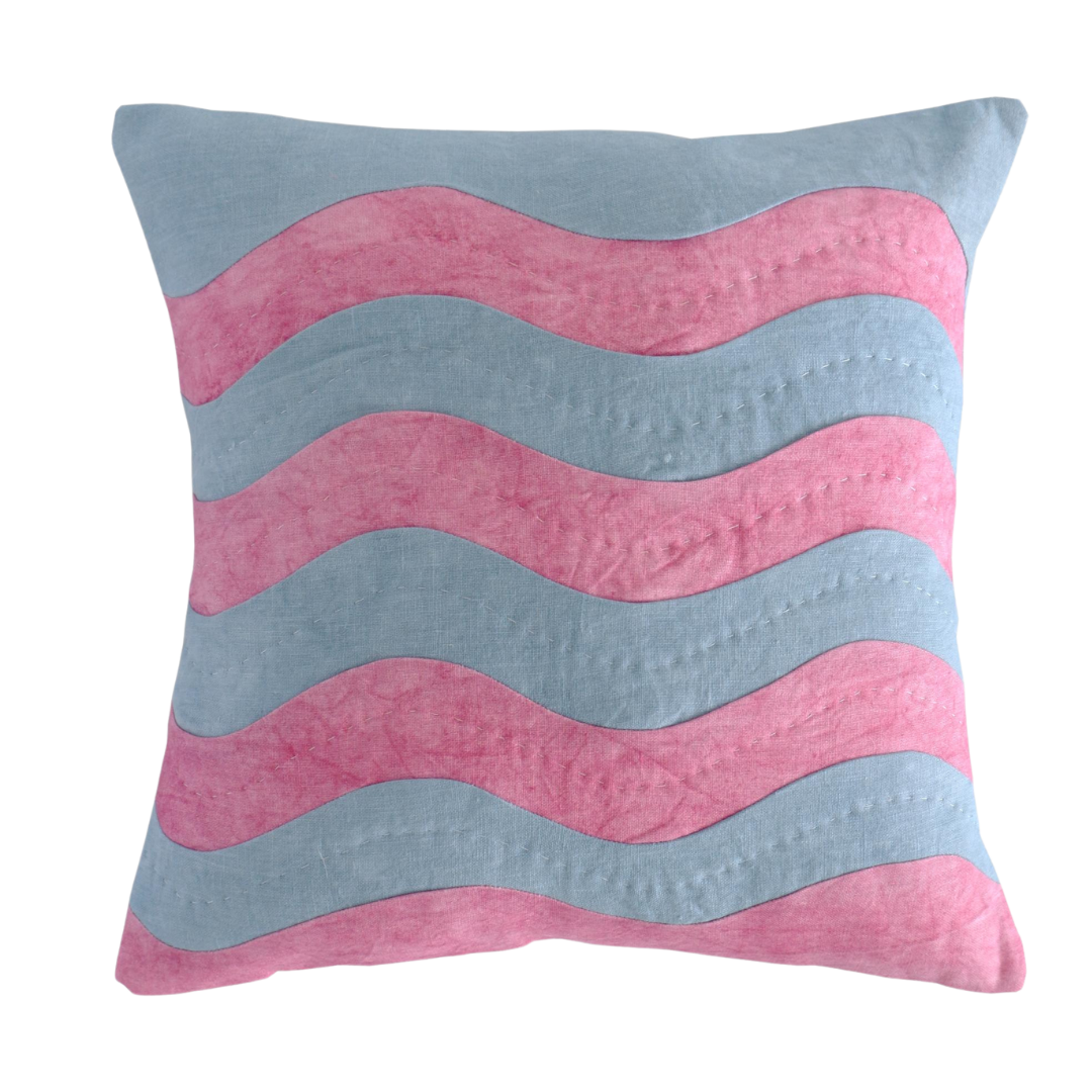 Eldorado, Waves Cushion in Blue and Pink