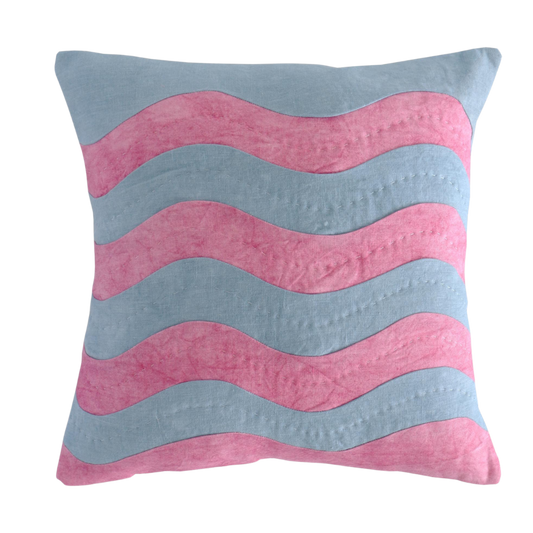 Eldorado, Waves Cushion in Blue and Pink