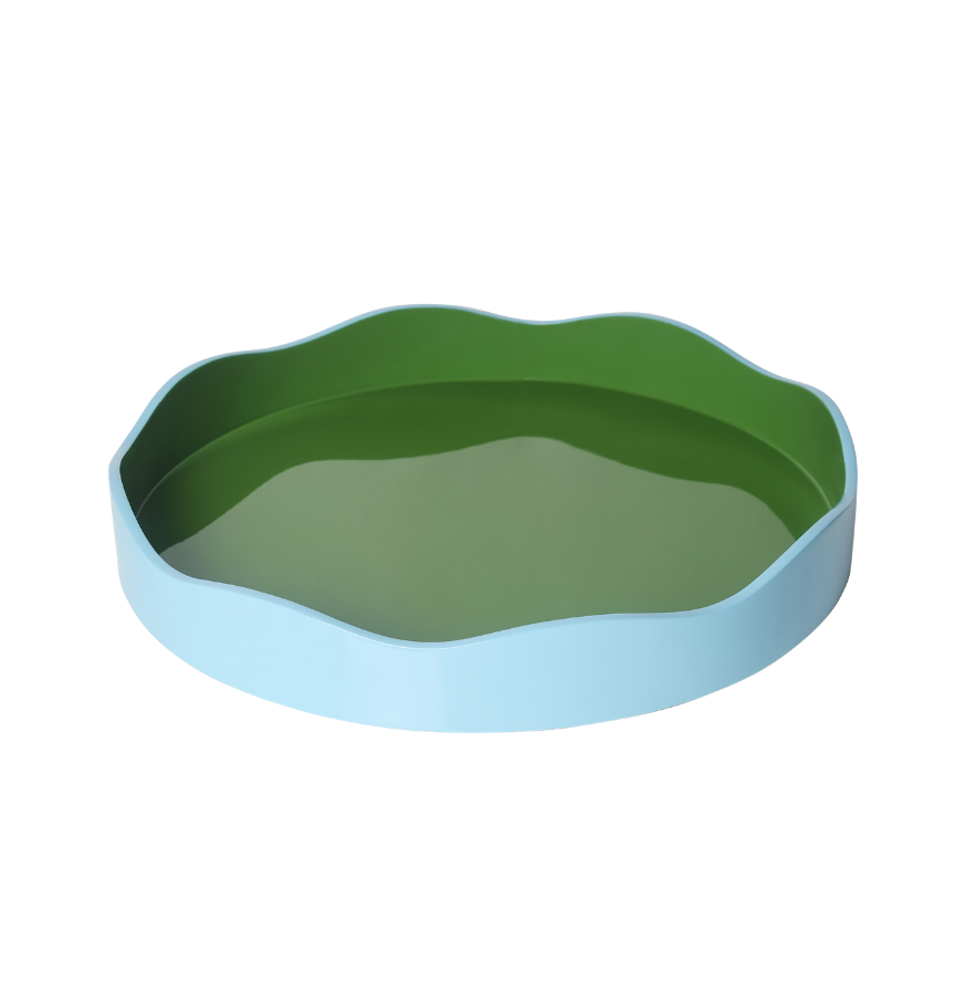 Allegra Round Wiggle Tray in Green and Blue