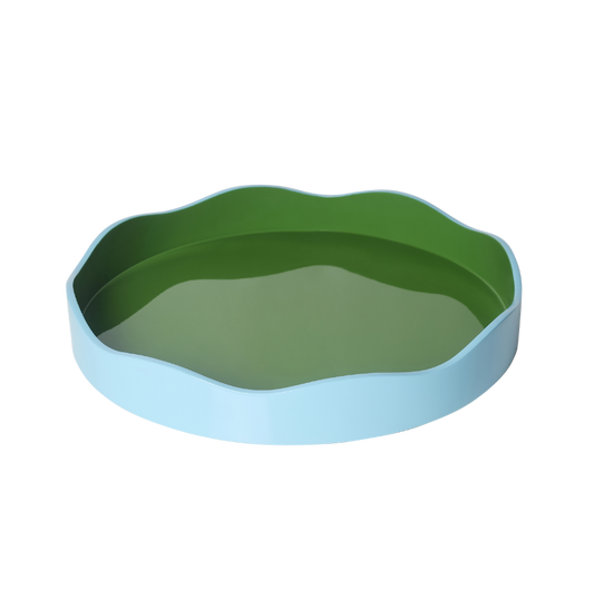 Allegra Round Wiggle Tray in Green and Blue
