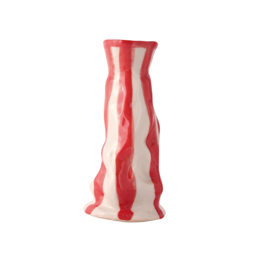 Hodge Pots, 'Bright Red Candy Stripe Vase'