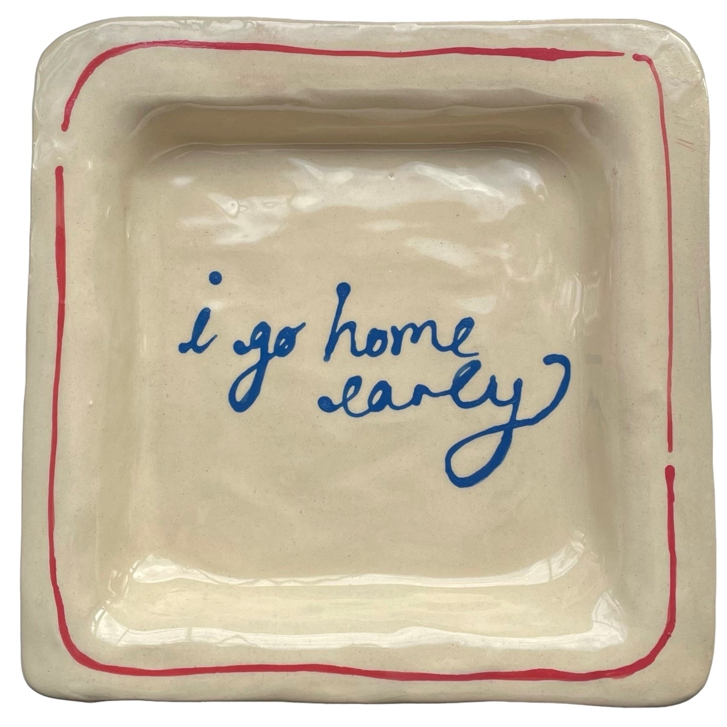 L&Clay I Go Home EarlyTrinket Tray Red and Blue