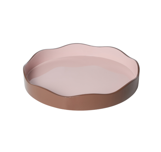 Allegra Round Wiggle Tray in Pink and Brown