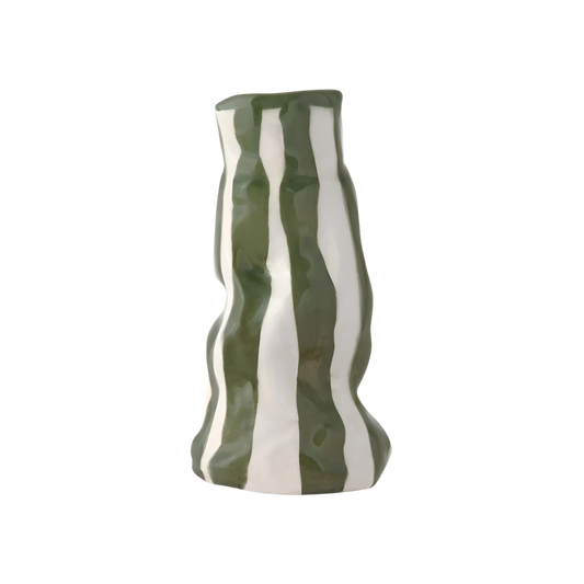 Hodge Pots, 'Light Green Candy Stripe Vase'
