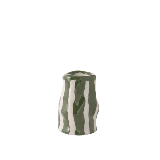 Hodge Pots, 'Light Green Candy Stripe Candle Holder'