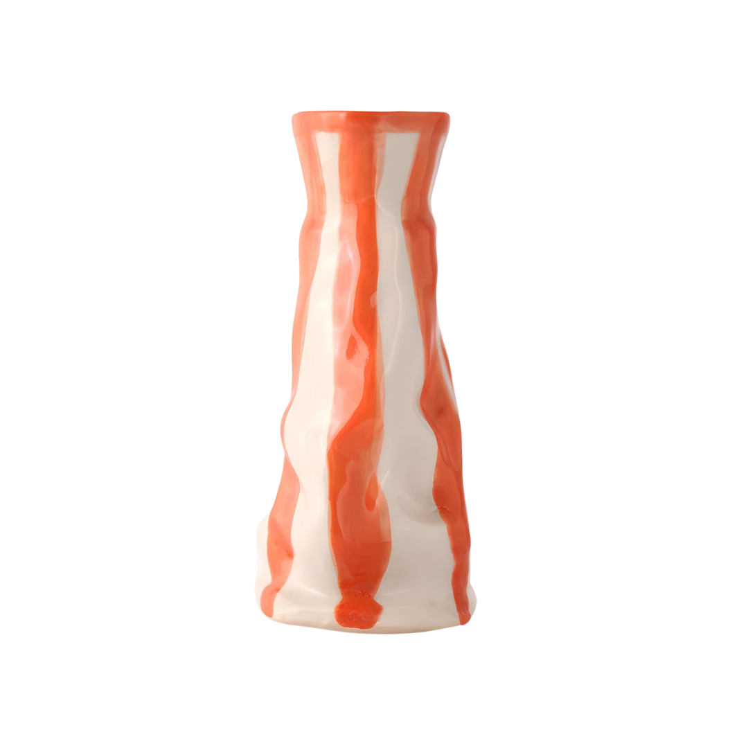 Hodge Pots, 'Flame Orange Candy Stripe Vase'