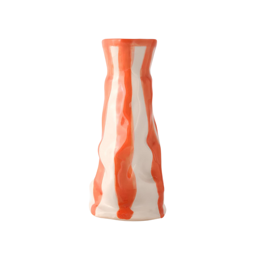 Hodge Pots, 'Flame Orange Candy Stripe Vase'