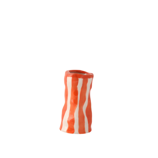 Hodge Pots, 'Flame Orange Candy Stripe Candle Holder'