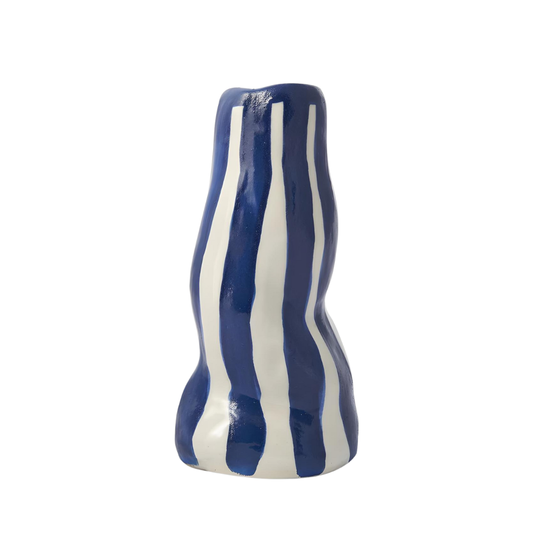 Hodge Pots, 'Navy Candy Stripe Vase'