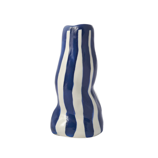 Hodge Pots, 'Navy Candy Stripe Vase'