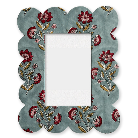 Blue Floral Scalloped Photo Frame