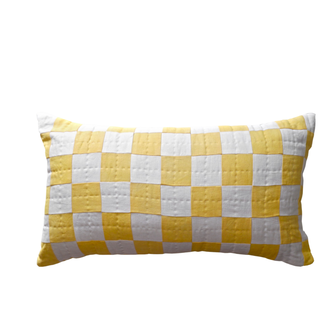 Eldorado, Chequered Cushion in Yellow