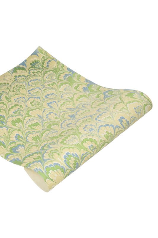 Hand Marbled Seaglass Peacock Wrapping Paper